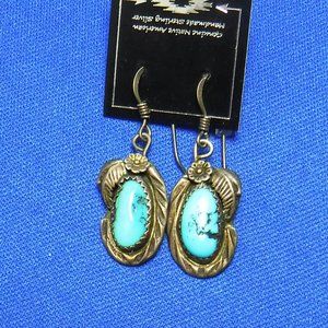 Earrings, Navajo, Sterling Silver, Turquoise